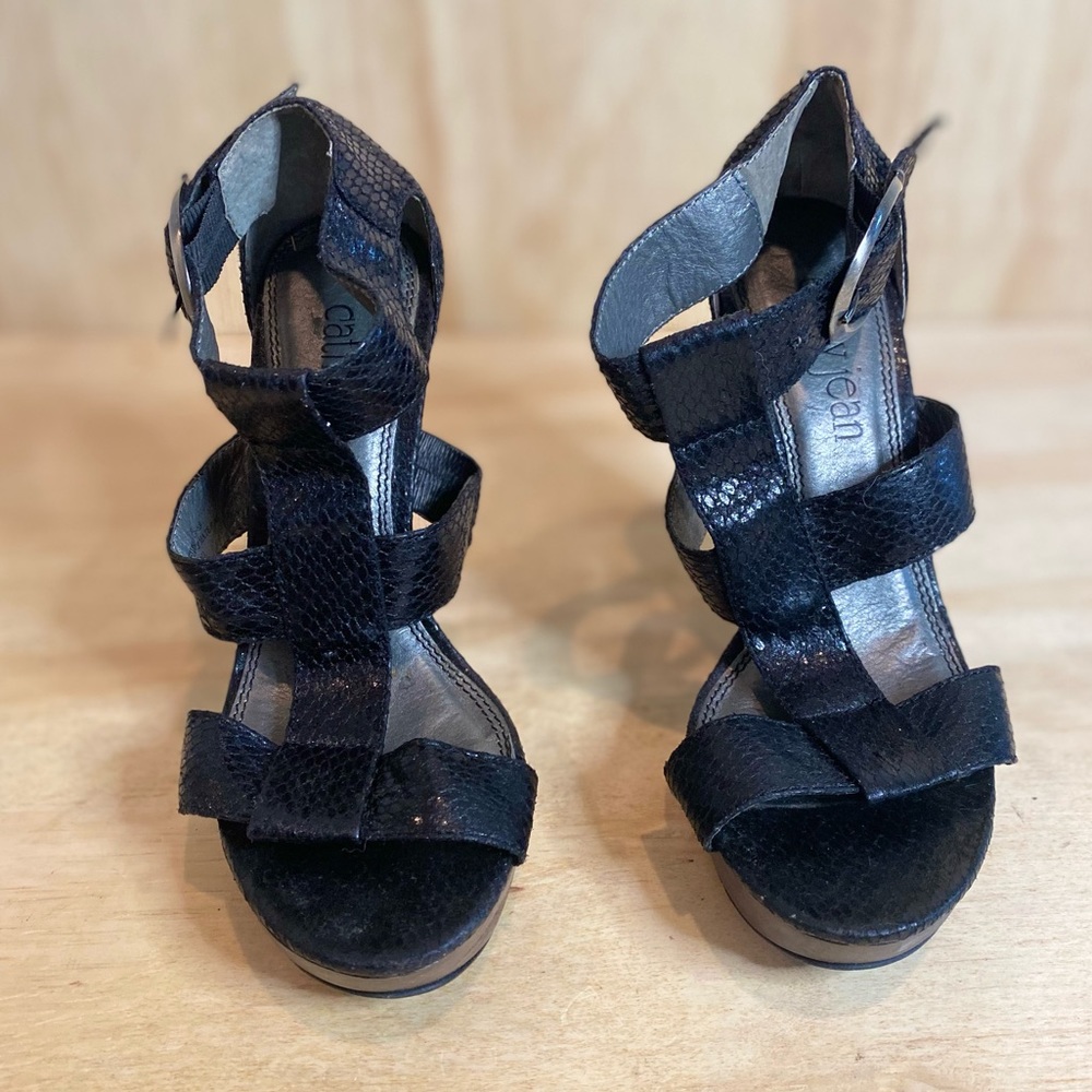 Cathy Jean Black Strap Heels